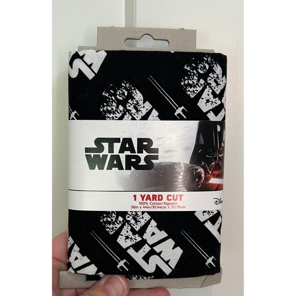 Star Wars Logo Ships Black White 100% Cotton Fabric 1 Yard Cut 36x44 Disney New